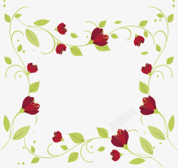 红玫瑰花藤边框素材