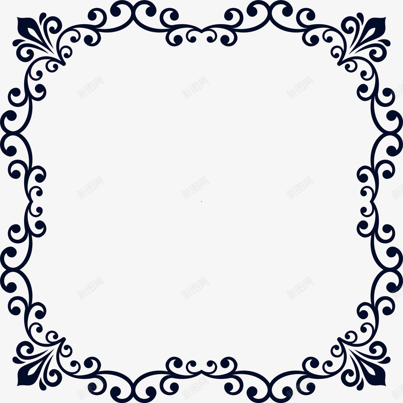 蓝色藤蔓边框png免抠素材_88icon https://88icon.com 弯曲藤蔓 文艺风边框 花纹 蓝色藤蔓 蓝色边框 藤蔓边框
