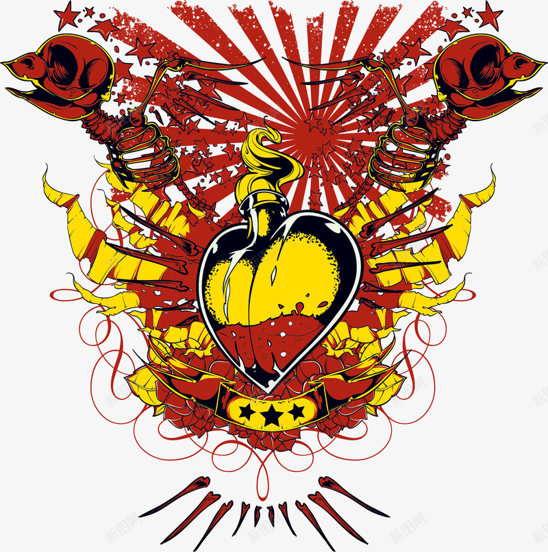 老鹰骨架心形印花png免抠素材_88icon https://88icon.com T恤印花 T恤印花图案 印花图案 心形印花 服装印花 服装印花设计 老鹰骨架