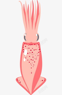 粉色鱿鱼手绘卡通粉色乌贼鱿鱼高清图片