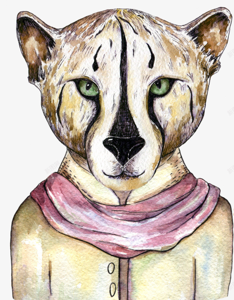 豹子动物png免抠素材_88icon https://88icon.com 动物 手绘画 矢量装饰 装饰 装饰画