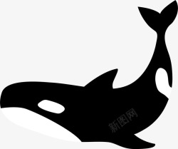 黑色扁平大海鲸鱼素材