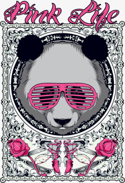 眼镜熊猫印花素材