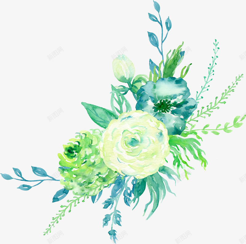 白色绿色花朵png免抠素材_88icon https://88icon.com 三朵 卡通 手绘 白色 简图 绿色 花朵 藤蔓 装饰