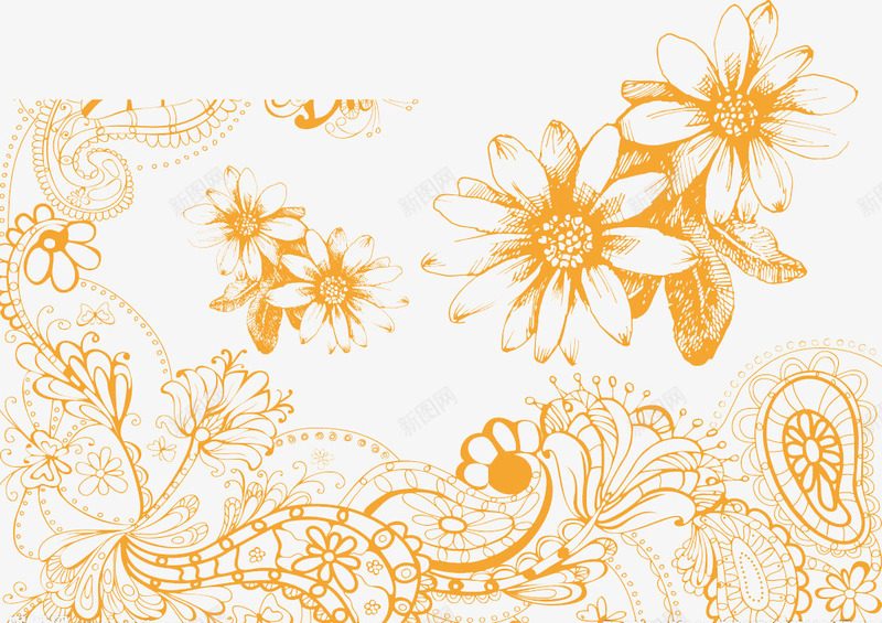 鲜花藤蔓底纹png免抠素材_88icon https://88icon.com 矢量花瓣 背景底纹 花卷