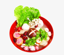 中秋节蘑菇鱼丸汤素材