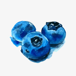 蓝莓水彩晕染手绘画素材