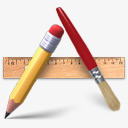 文具批发市场铅笔笔刷和直尺图标图标