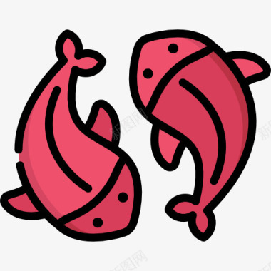 手绘双鱼性格手绘卡通红色双鱼图标图标