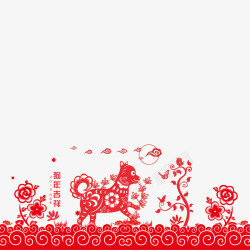 春节红色剪纸素材