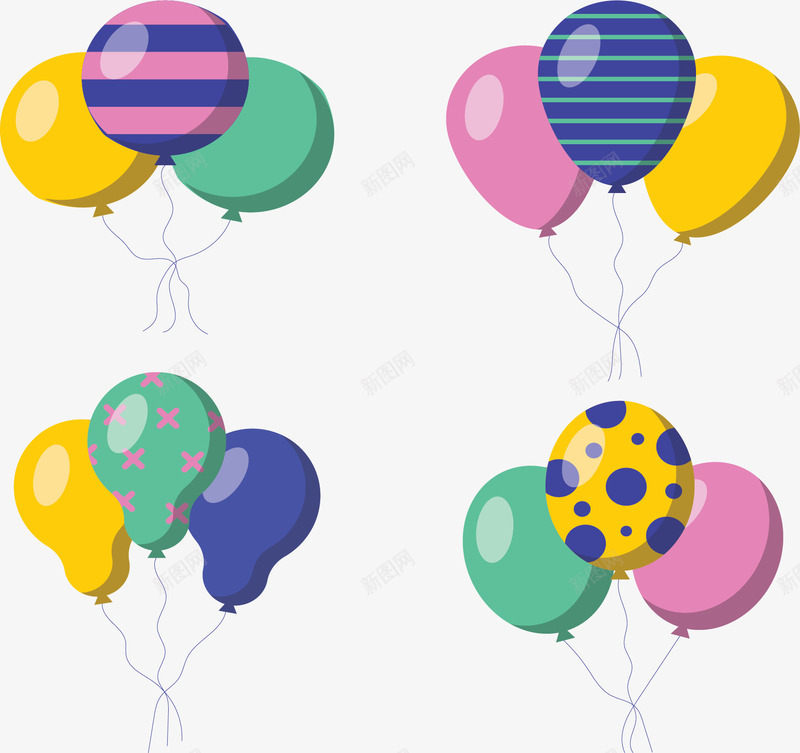 庆祝节日装饰气球矢量图ai免抠素材_88icon https://88icon.com 彩色气球 气球 气球束 矢量png 节日气球 装饰气球 矢量图