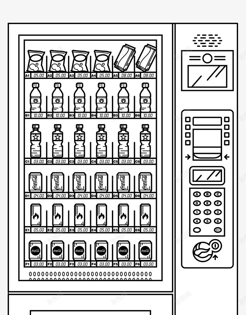 手绘售卖机矢量图ai免抠素材_88icon https://88icon.com 售卖机 手绘画 矢量装饰 装饰 饮料 矢量图