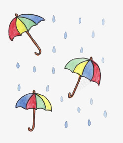 彩色雨伞印花素材