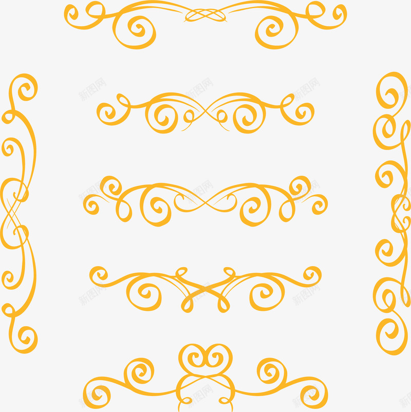 黄色欧式花藤分隔栏矢量图ai免抠素材_88icon https://88icon.com 分隔栏 手绘风 欧式分隔栏 欧式花藤 矢量png 黄色花藤 矢量图