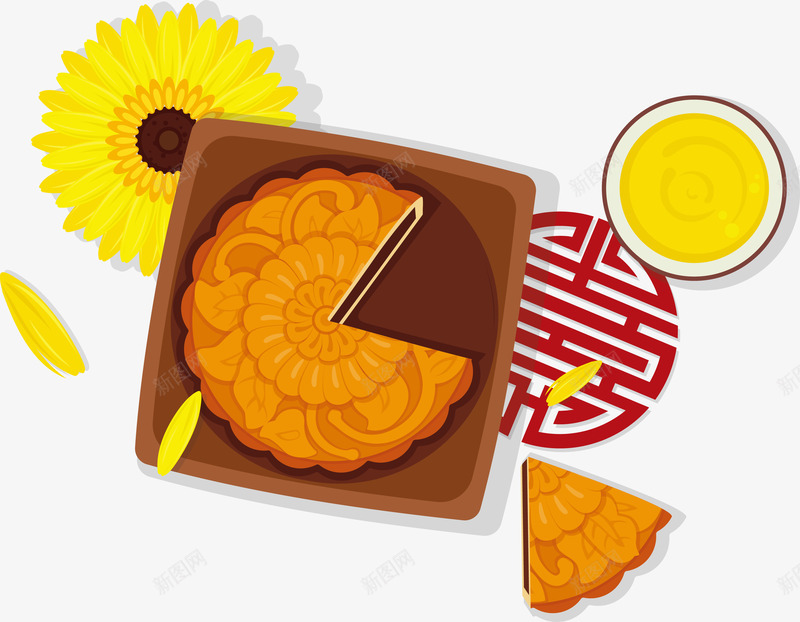 香喷喷的月饼矢量图ai免抠素材_88icon https://88icon.com 中秋月饼 月饼 月饼节 矢量png 美味月饼 菊花茶 矢量图