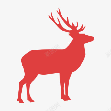红色驯鹿驯鹿剪影图标图标