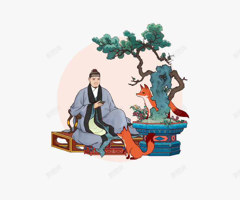 树下写诗的诗人png免抠素材_88icon https://88icon.com 做诗 创意 动物 图画 小狗 绘画 绿树 设计 诗人