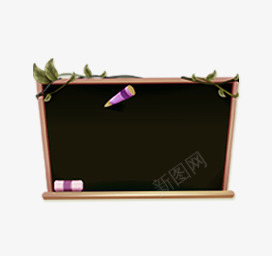 卡通可爱藤蔓黑板png免抠素材_88icon https://88icon.com 卡通 可爱 板擦 笔 藤蔓 黑板