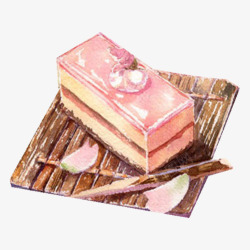 草莓夹心蛋糕手绘画片素材