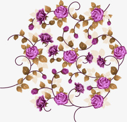 紫色玫瑰花藤素材