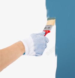 粉刷墙面的手图片蓝色墙刷高清图片