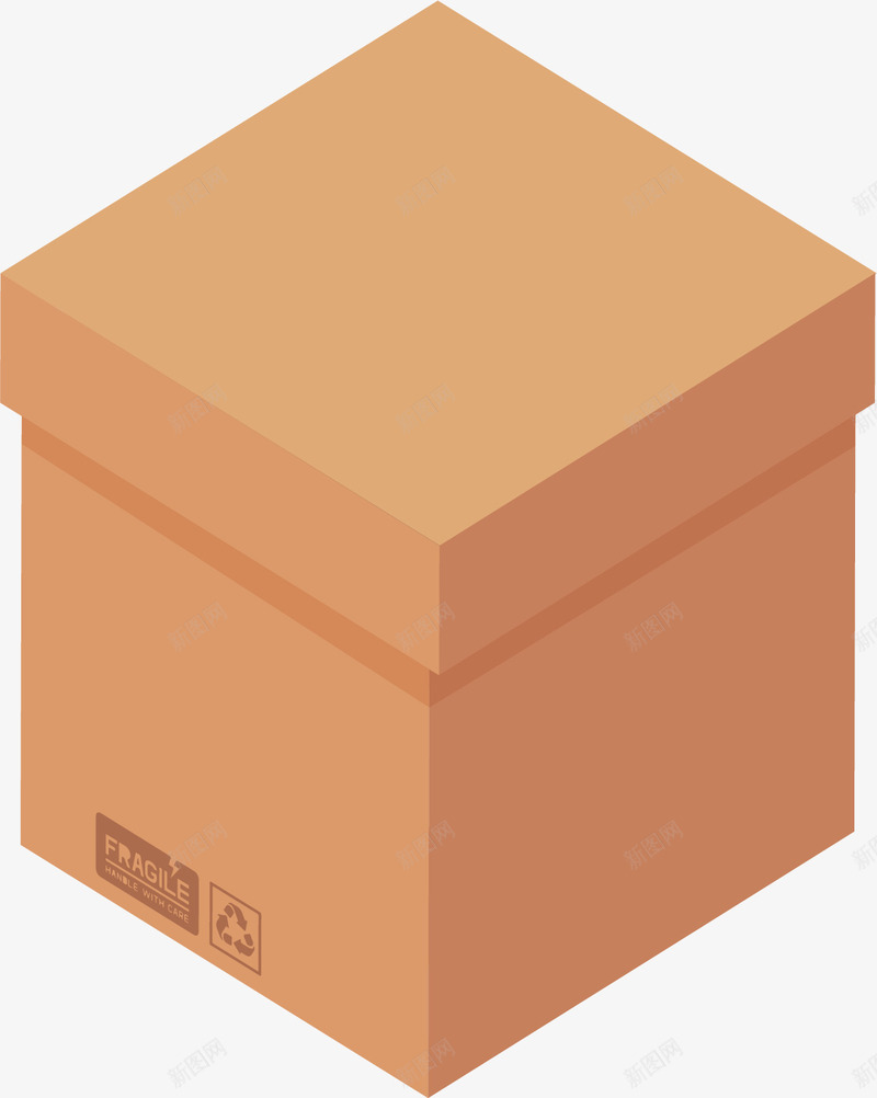 一个纸盒子矢量图ai免抠素材_88icon https://88icon.com 容器 方块 方形 方的 盒子 纸盒子 纸质 矢量图