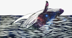 手绘装饰插画世界海洋日深海鲸鱼素材