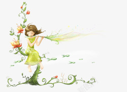 吹笛子的女孩素材