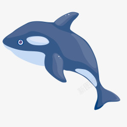 卡通深蓝色的海豚矢量图素材
