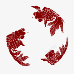 2017年红色金鱼中国风素材