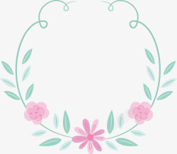 粉红背景图片绿色叶片粉花标题框高清图片