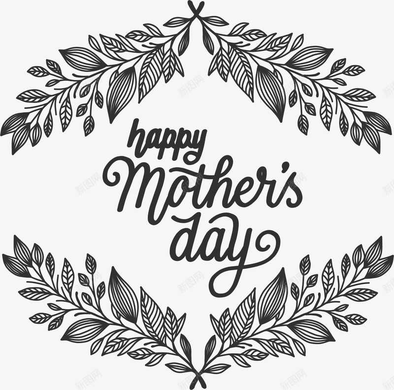 树叶花藤母亲节快乐矢量图ai免抠素材_88icon https://88icon.com 树叶花藤 树叶边框 母亲节 母亲节快乐 矢量png 矢量图