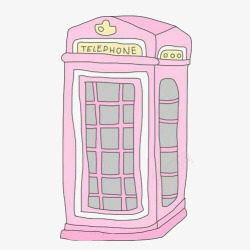 卡通粉色电话亭图素材