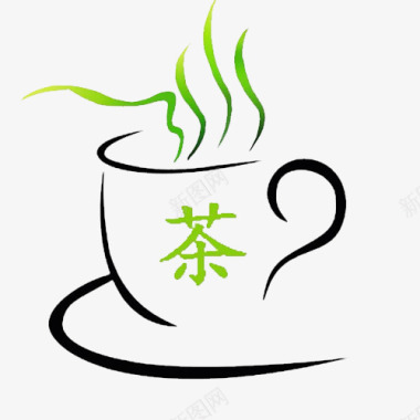 一杯冒着热气的一杯茶简笔画图标图标