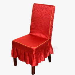 高档宴会红色印花椅套素材