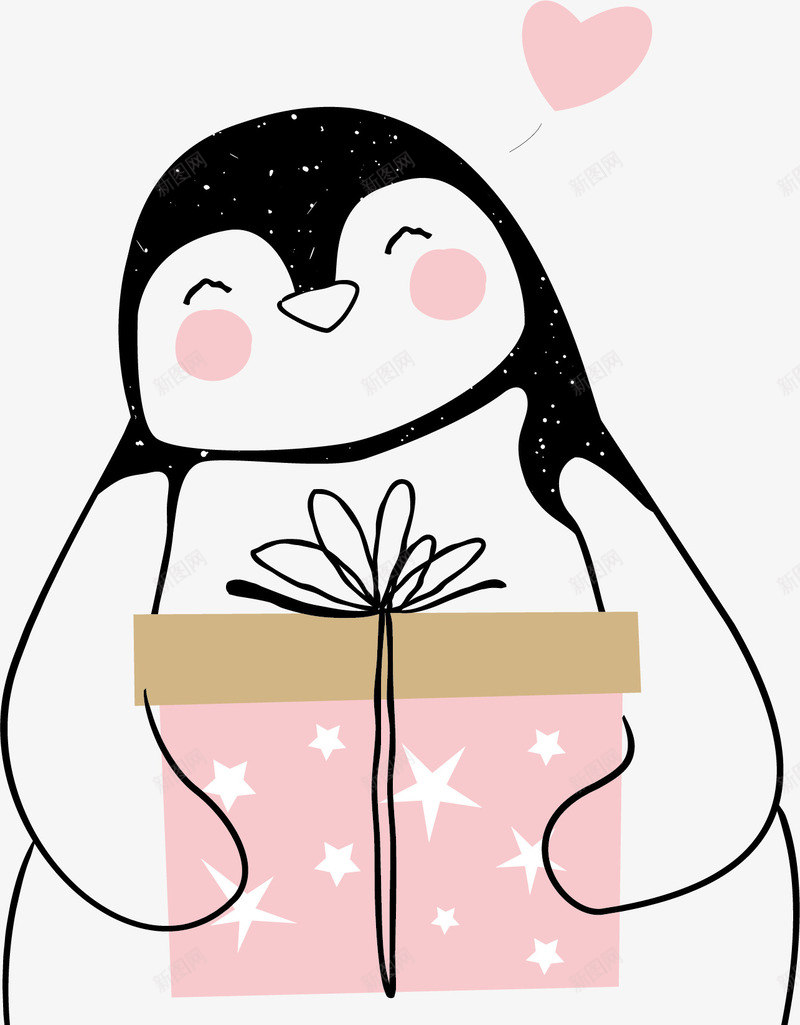 可爱企鹅矢量图ai免抠素材_88icon https://88icon.com 企鹅 动物 印花 手绘 星星 爱心 粉色 花朵 矢量图