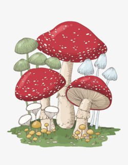 毒蘑菇卡通手绘素材
