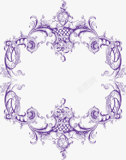 古典紫色花纹边框素材