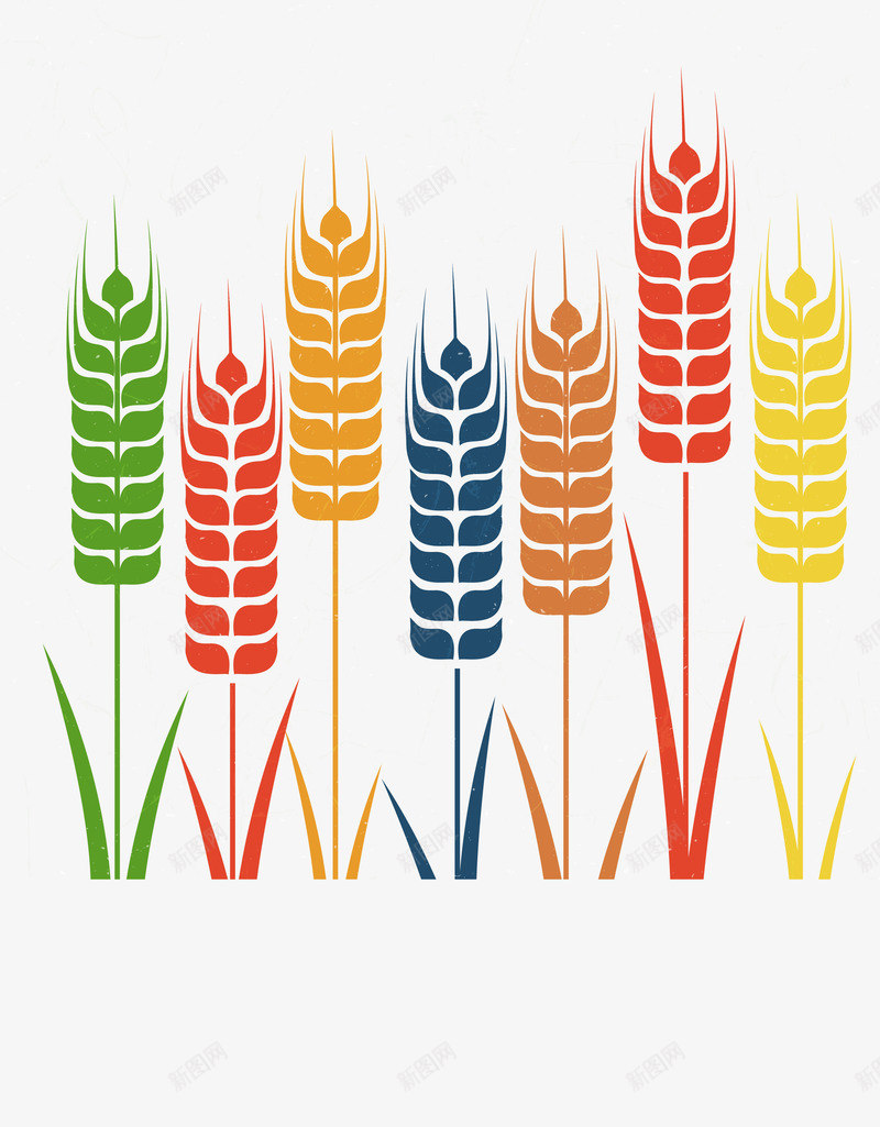 彩色小麦矢量图ai免抠素材_88icon https://88icon.com 小麦 棕色 红色 绿色 色彩 蓝色 颜色 黄色 矢量图
