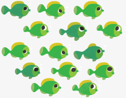 海洋之中的绿色鱼群矢量图素材