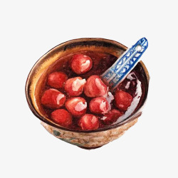 红豆汤圆手绘画片素材