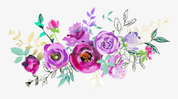 手绘紫色花卉花草素材