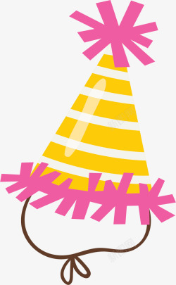 黄颜色的帽子黄色粉色卡通生日帽矢量图高清图片