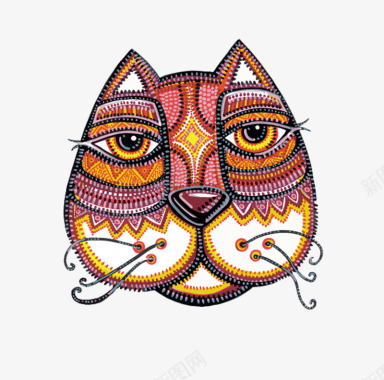 T恤印刷设计猫咪胸前印花图案矢量图图标图标