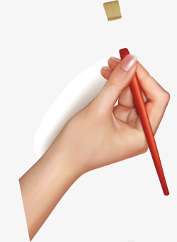 手掌红色水彩笔绘画素材