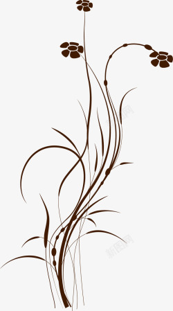 棕色弧线手绘棕色藤蔓高清图片