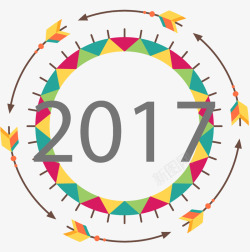 2017年箭头拼接彩色圆形图案素材