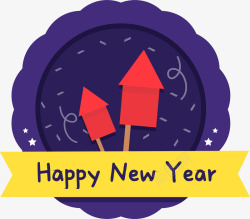紫色新年炮竹标签素材