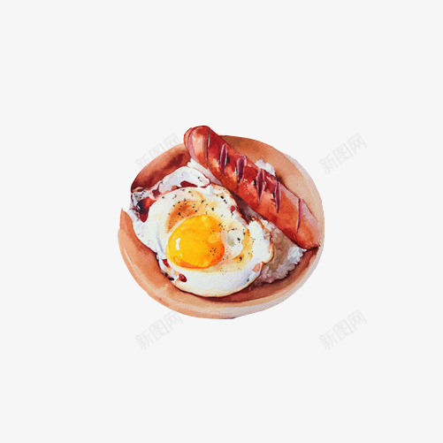 煎鸡蛋早餐手绘画片png免抠素材_88icon https://88icon.com 手绘美食 早饭 火腿 煎鸡蛋