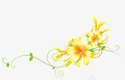 黄色清新花藤装饰图案素材